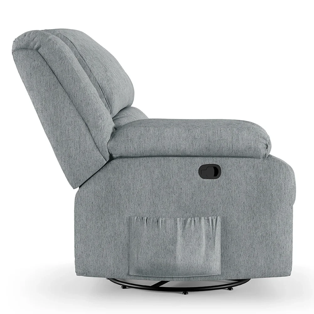 Poltrona do Papai Reclinável Pietra Glider Giratória USB FH9 Linho Cinza - Mpozenato