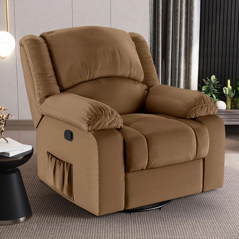 Poltrona do Papai Reclinável Pietra Glider Giratória USB FH9 PU Caramelo - Mpozenato