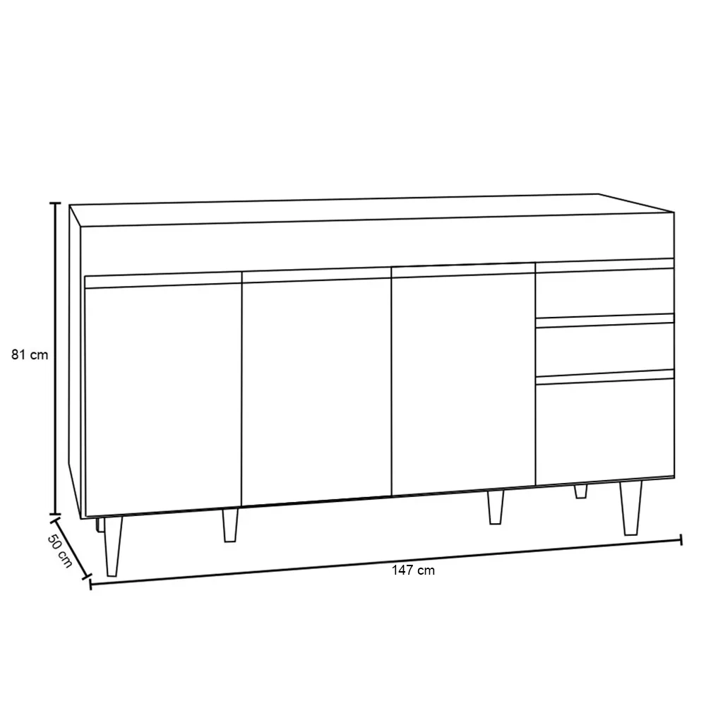Balcão Gabinete para pia sem Tampo 150cm Marrocos Castanho/Preto - Lumil