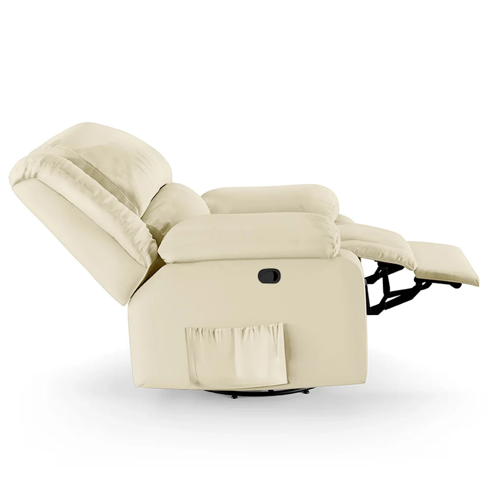 Poltrona do Papai Reclinável Pietra Glider Giratória USB FH9 PU Bege - Mpozenato