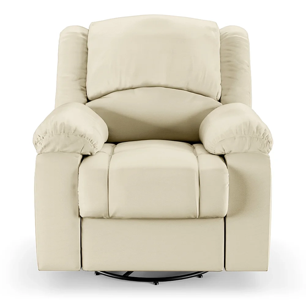 Poltrona do Papai Reclinável Pietra Glider Giratória USB FH9 PU Bege - Mpozenato
