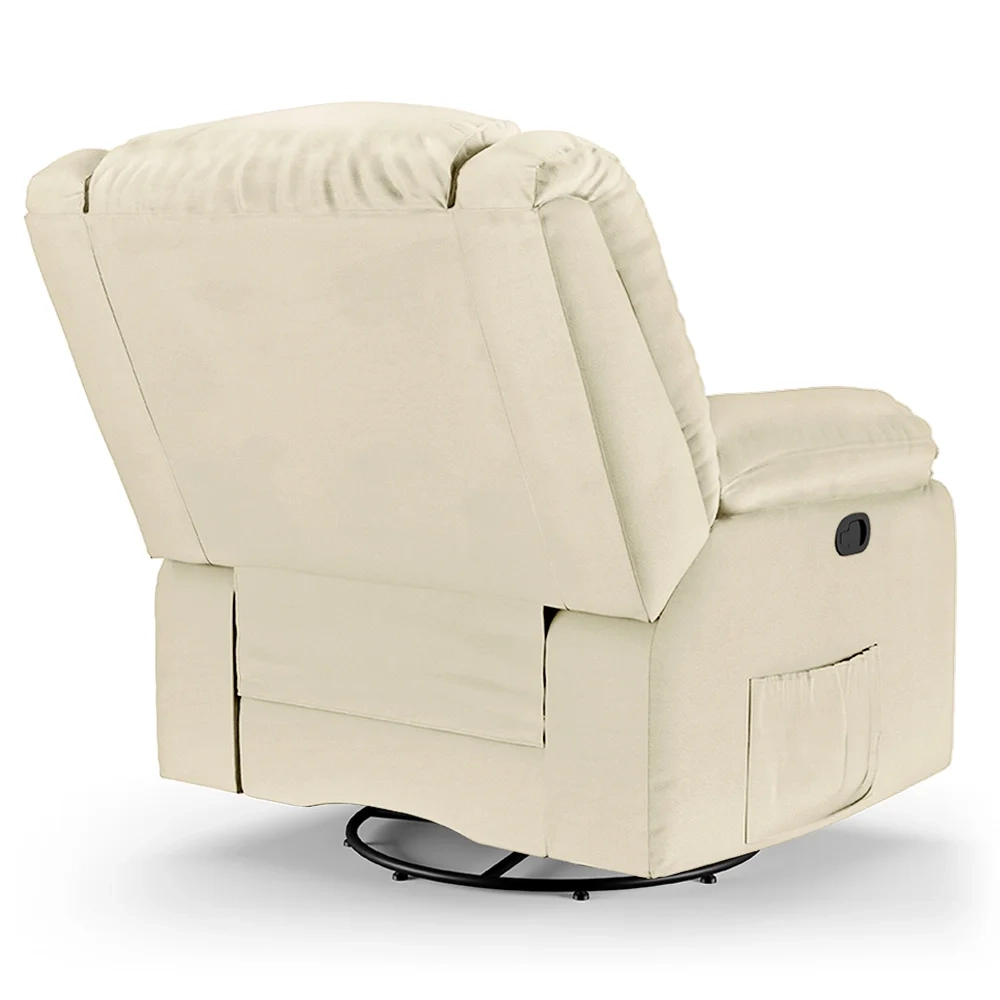 Poltrona do Papai Reclinável Pietra Glider Giratória USB FH9 PU Bege - Mpozenato