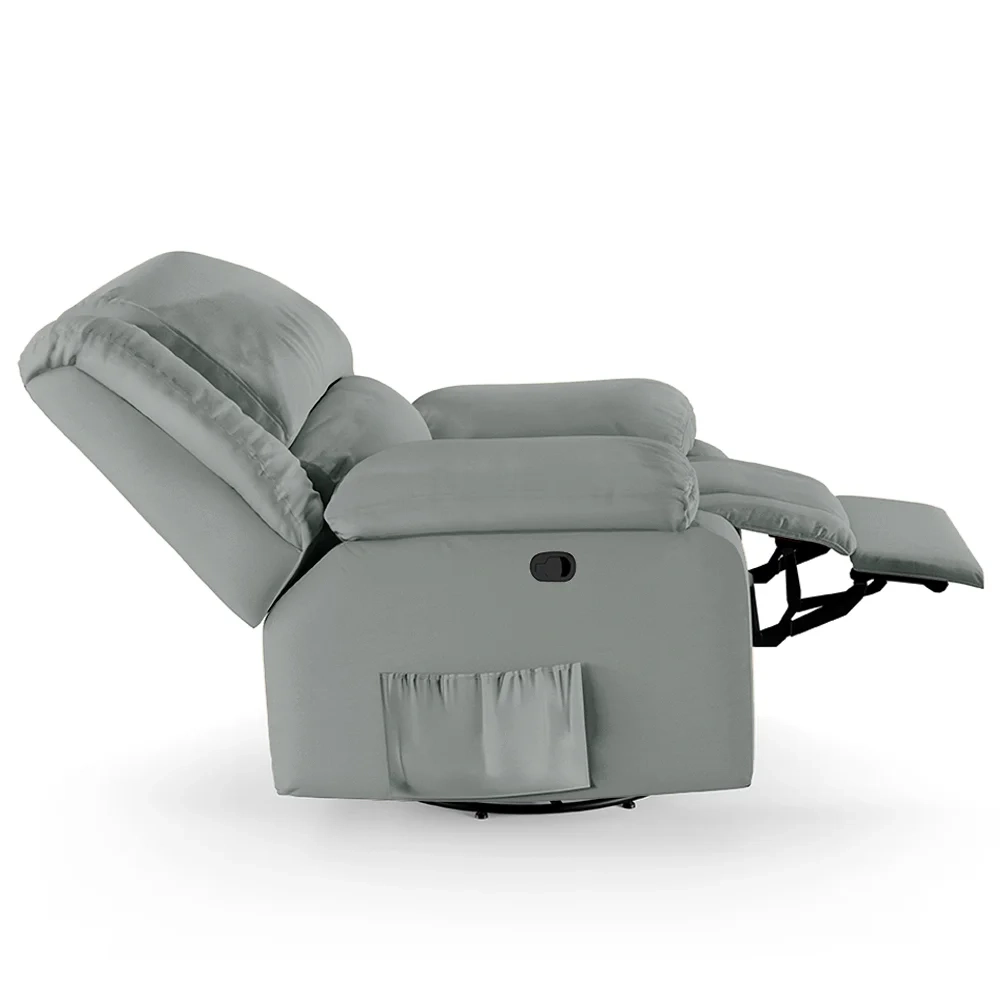 Poltrona do Papai Reclinável Pietra Glider Giratória USB FH9 PU Cinza - Mpozenato