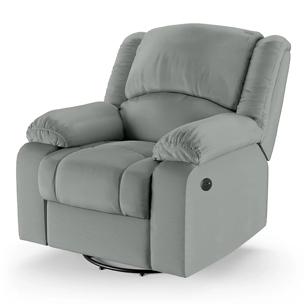 Poltrona do Papai Reclinável Pietra Glider Giratória USB FH9 PU Cinza - Mpozenato