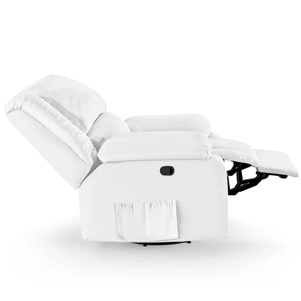 Poltrona do Papai Reclinável Pietra Glider Giratória USB FH9 PU Branco - Mpozenato