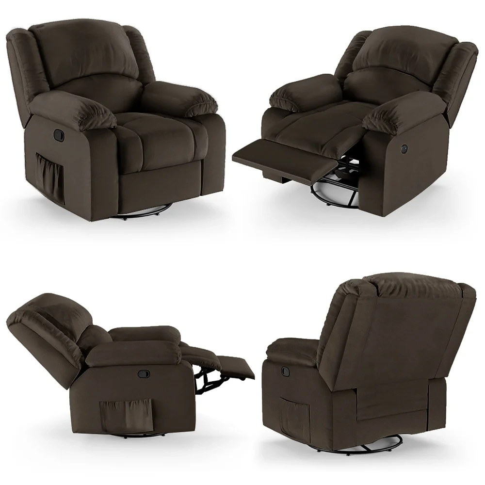 Poltrona do Papai Reclinável Pietra Glider Giratória USB FH9 PU Marrom - Mpozenato