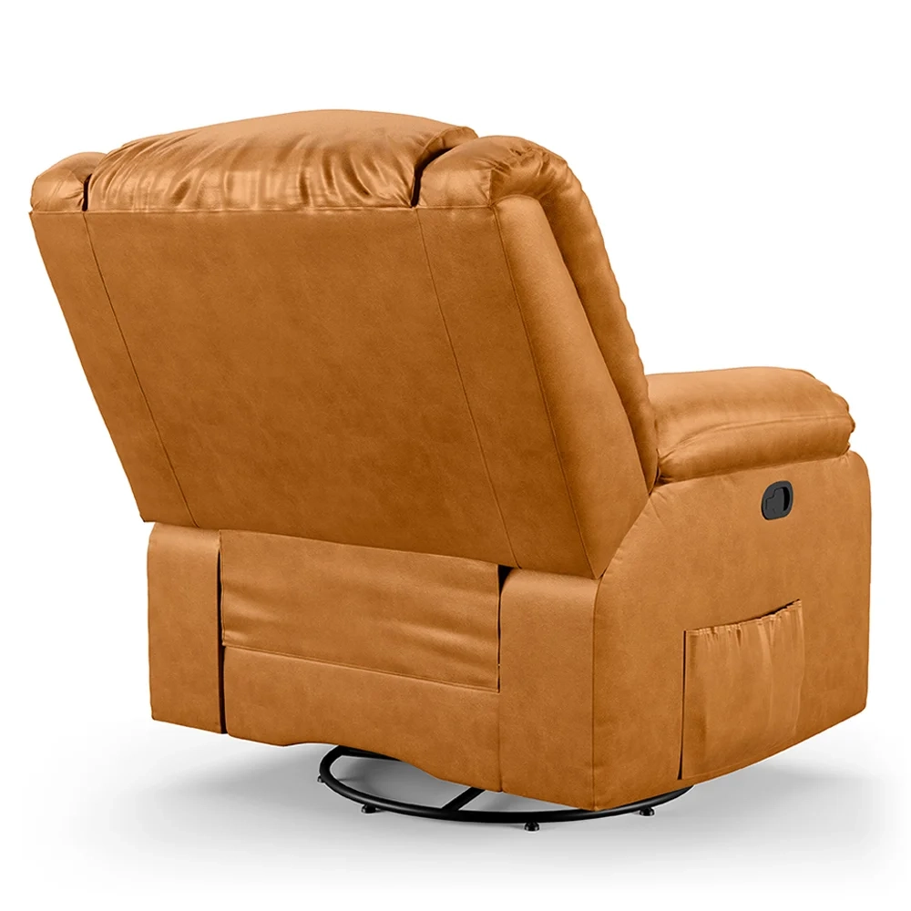 Poltrona do Papai Reclinável Pietra Glider Giratória USB FH9 PU Whisky - Mpozenato