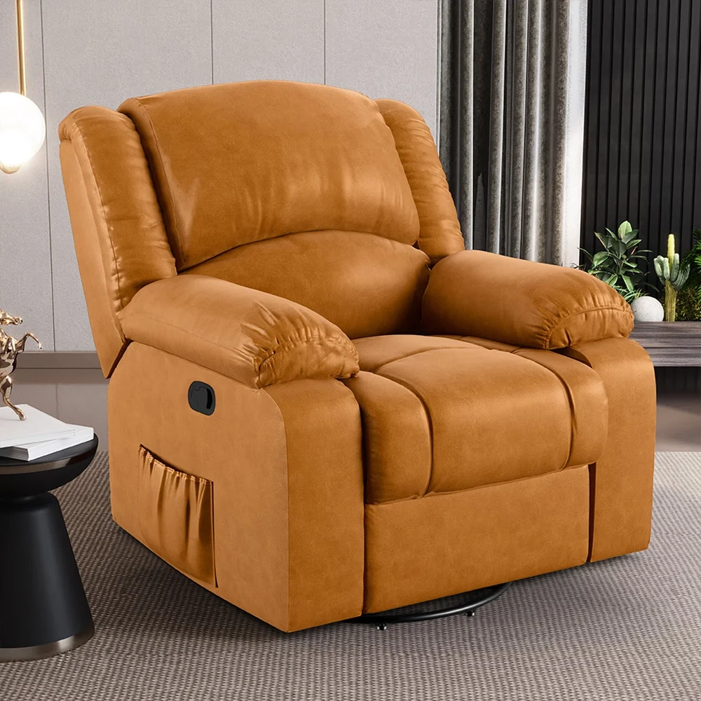 Poltrona do Papai Reclinável Pietra Glider Giratória USB FH9 PU Whisky - Mpozenato