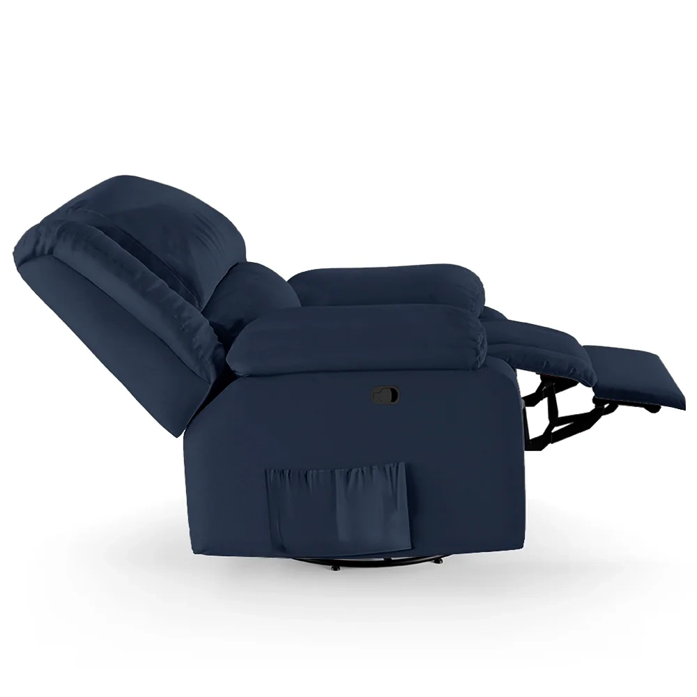 Poltrona do Papai Reclinável Pietra Glider Giratória USB FH9 PU Azul - Mpozenato