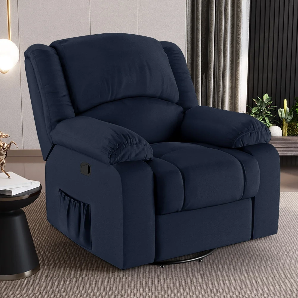 Poltrona do Papai Reclinável Pietra Glider Giratória USB FH9 PU Azul - Mpozenato