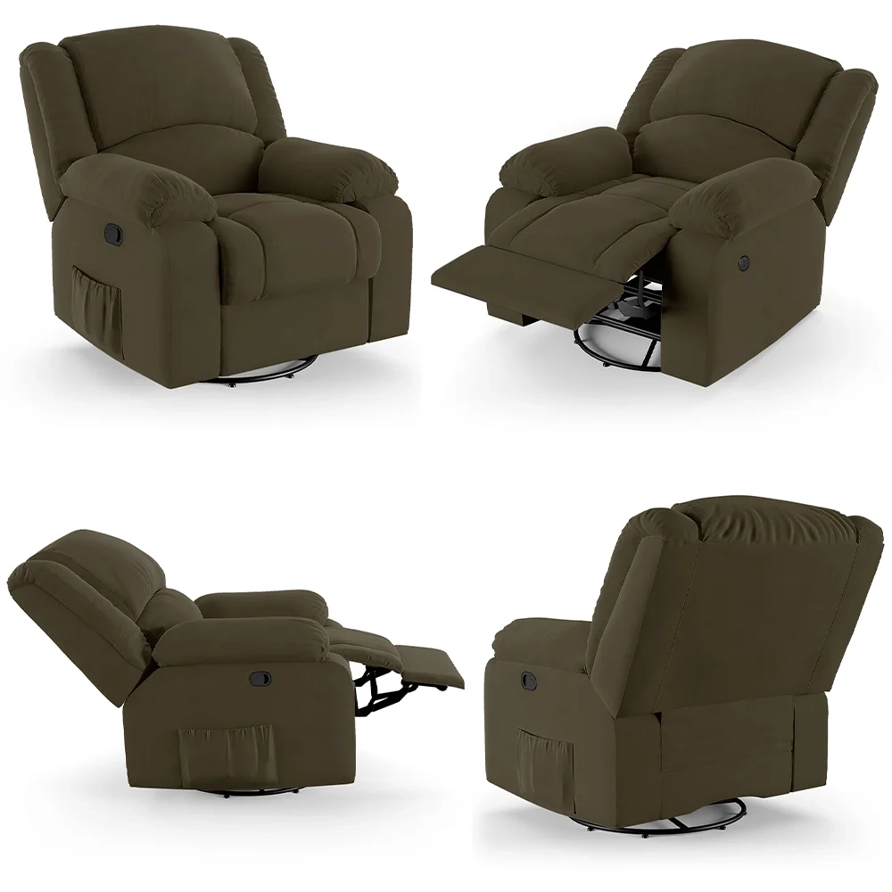 Poltrona do Papai Reclinável Pietra Glider Giratória USB FH9 Veludo Capuccino - Mpozenato