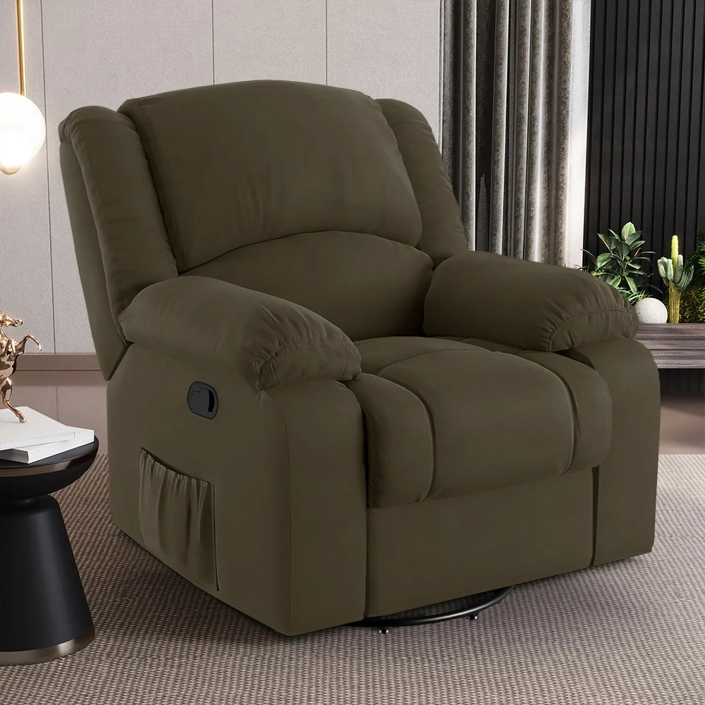 Poltrona do Papai Reclinável Pietra Glider Giratória USB FH9 Veludo Capuccino - Mpozenato