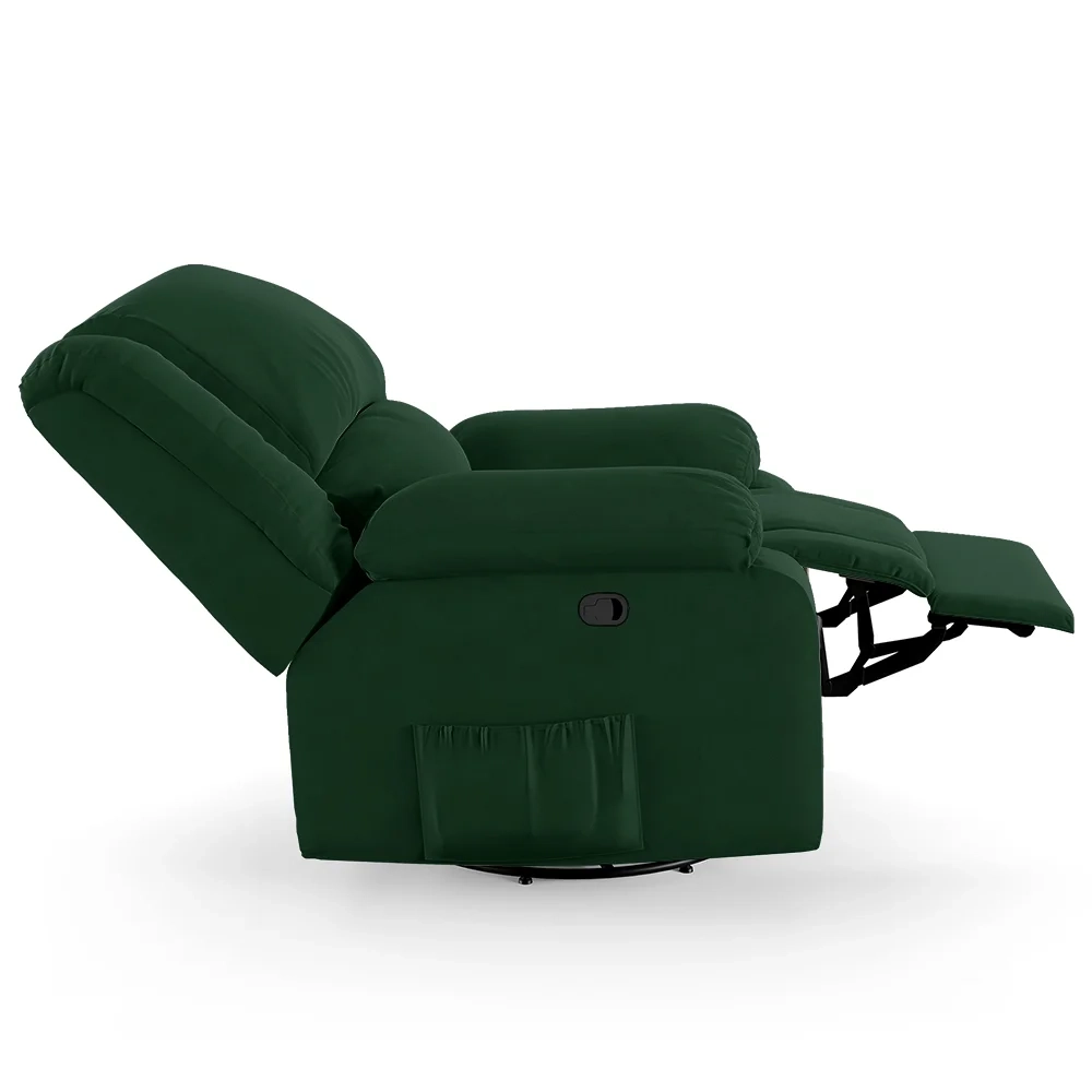 Poltrona do Papai Reclinável Pietra Glider Giratória USB FH9 Veludo Verde - Mpozenato