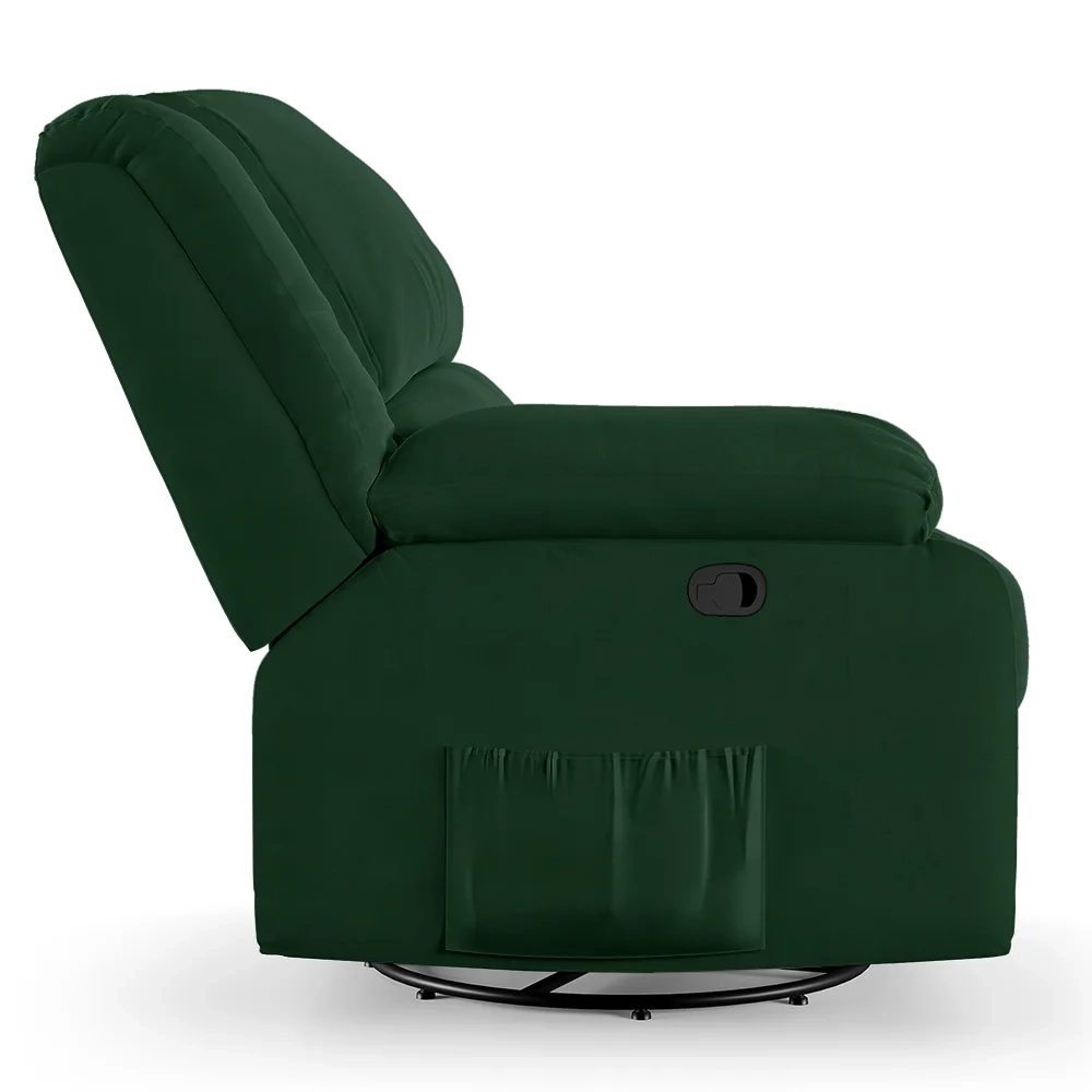 Poltrona do Papai Reclinável Pietra Glider Giratória USB FH9 Veludo Verde - Mpozenato