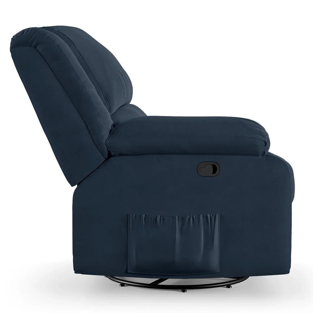 Poltrona do Papai Reclinável Pietra Glider Giratória USB FH9 Veludo Azul - Mpozenato