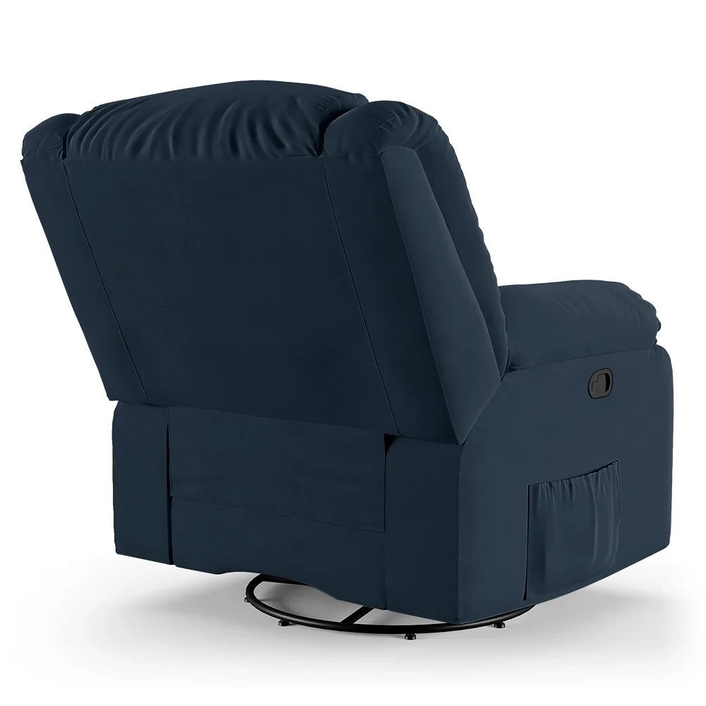 Poltrona do Papai Reclinável Pietra Glider Giratória USB FH9 Veludo Azul - Mpozenato