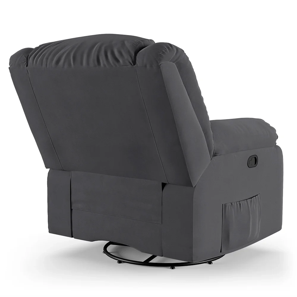 Poltrona do Papai Reclinável Pietra Glider Giratória USB FH9 Veludo Cinza - Mpozenato