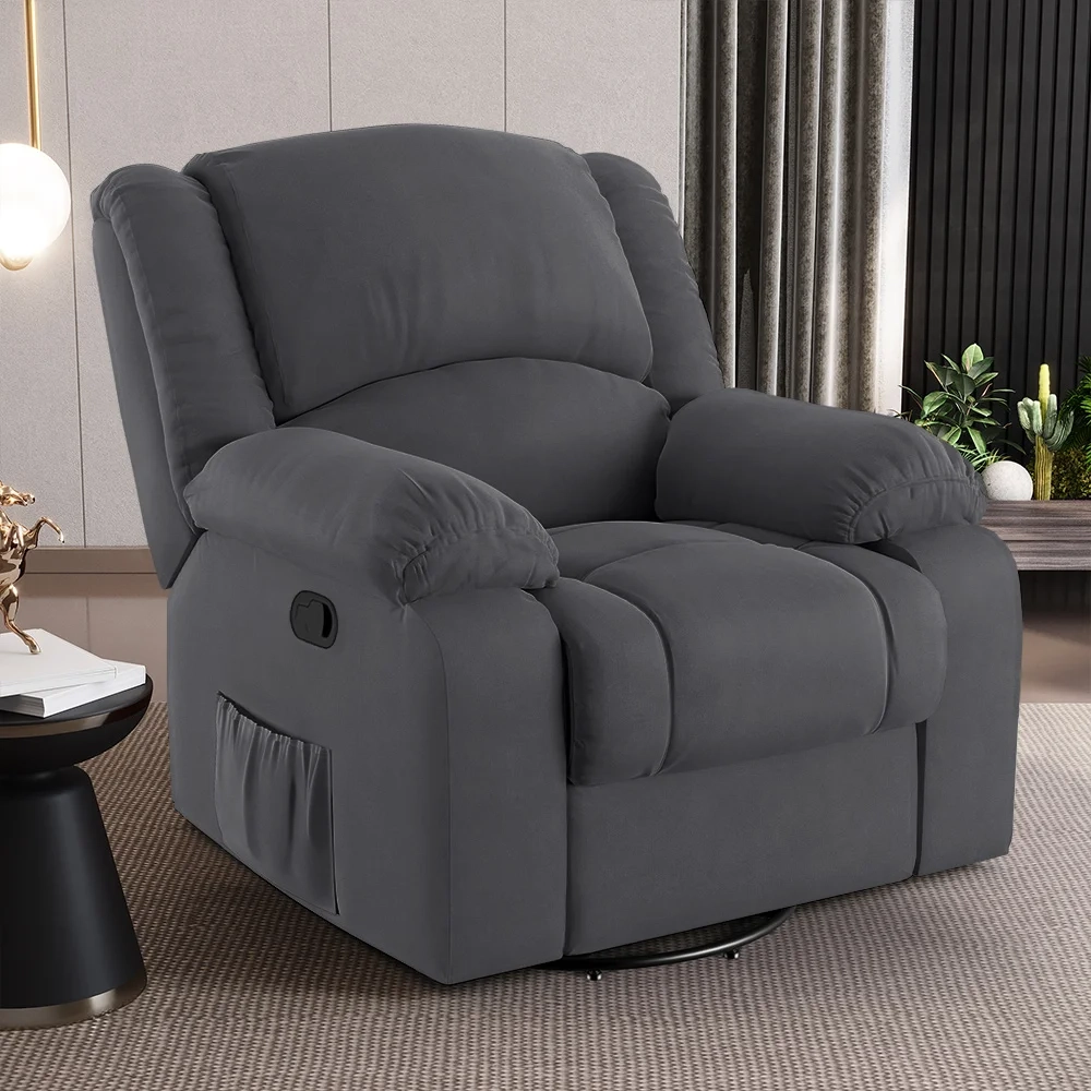 Poltrona do Papai Reclinável Pietra Glider Giratória USB FH9 Veludo Cinza - Mpozenato