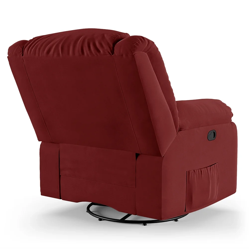 Poltrona do Papai Reclinável Pietra Glider Giratória USB FH9 Veludo Vermelho - Mpozenato