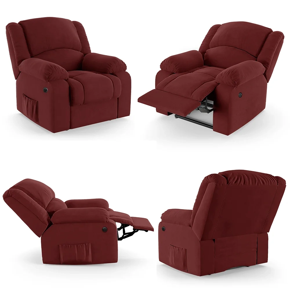 Poltrona do Papai Reclinável Pietra Glider Giratória USB FH9 Veludo Terracota - Mpozenato