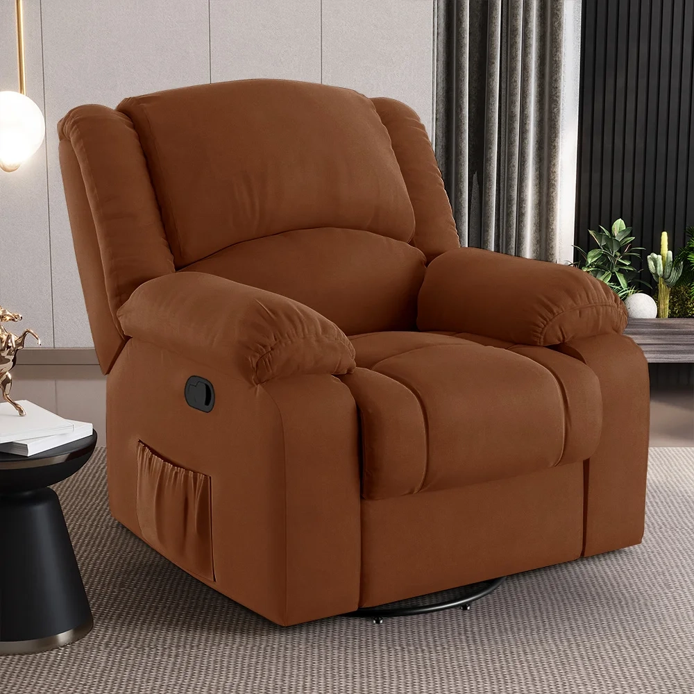 Poltrona do Papai Reclinável Pietra Glider Giratória USB FH9 Veludo Terracota - Mpozenato