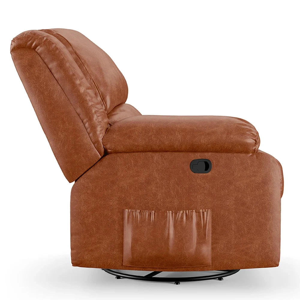 Poltrona do Papai Reclinável Pietra Glider Giratória USB FH9 PU Caramelo Brilho - Mpozenato