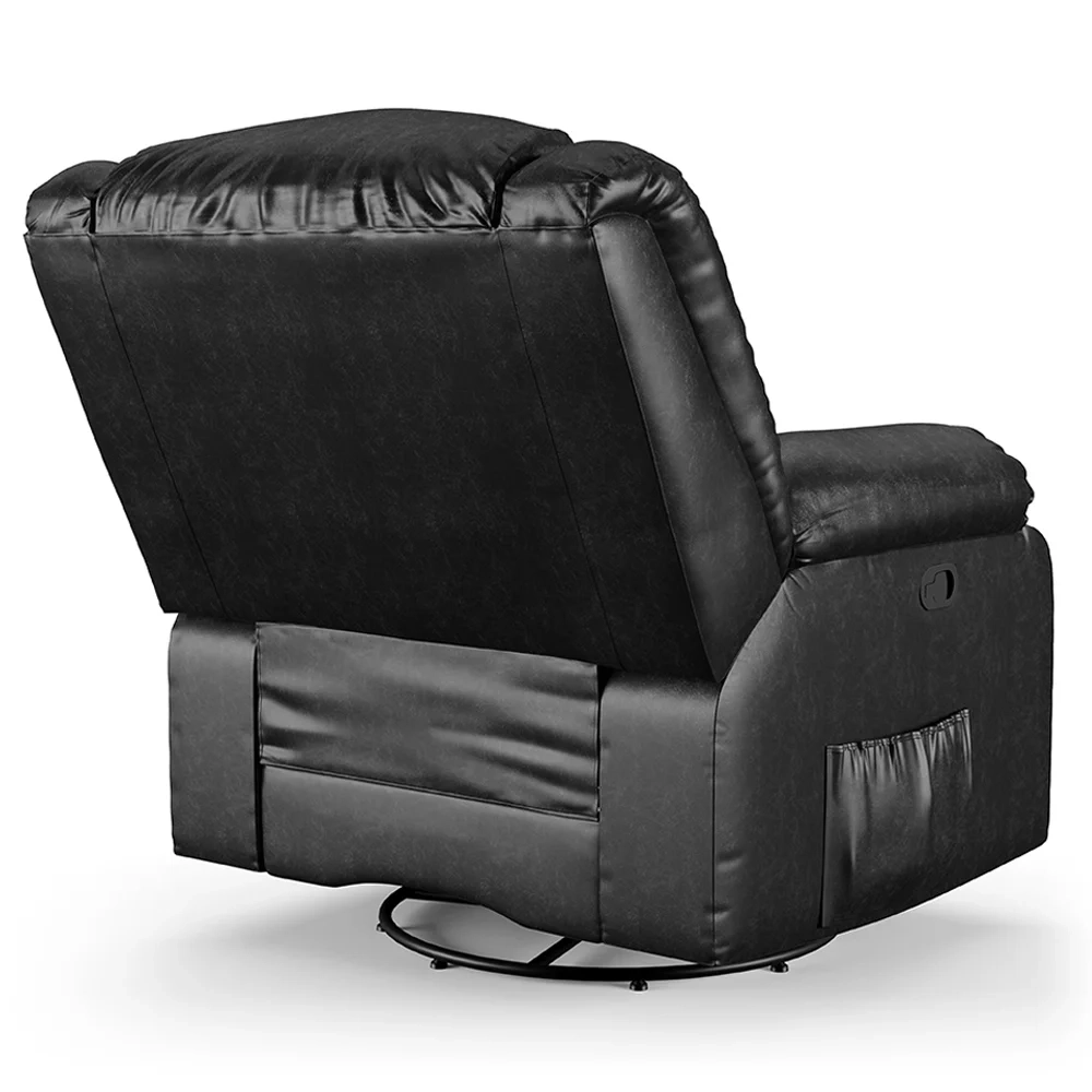 Poltrona do Papai Reclinável Pietra Glider Giratória USB FH9 PU Preto Brilho - Mpozenato