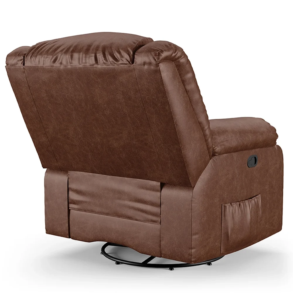 Poltrona do Papai Reclinável Pietra Glider Giratória USB FH9 PU Marrom Brilho - Mpozenato