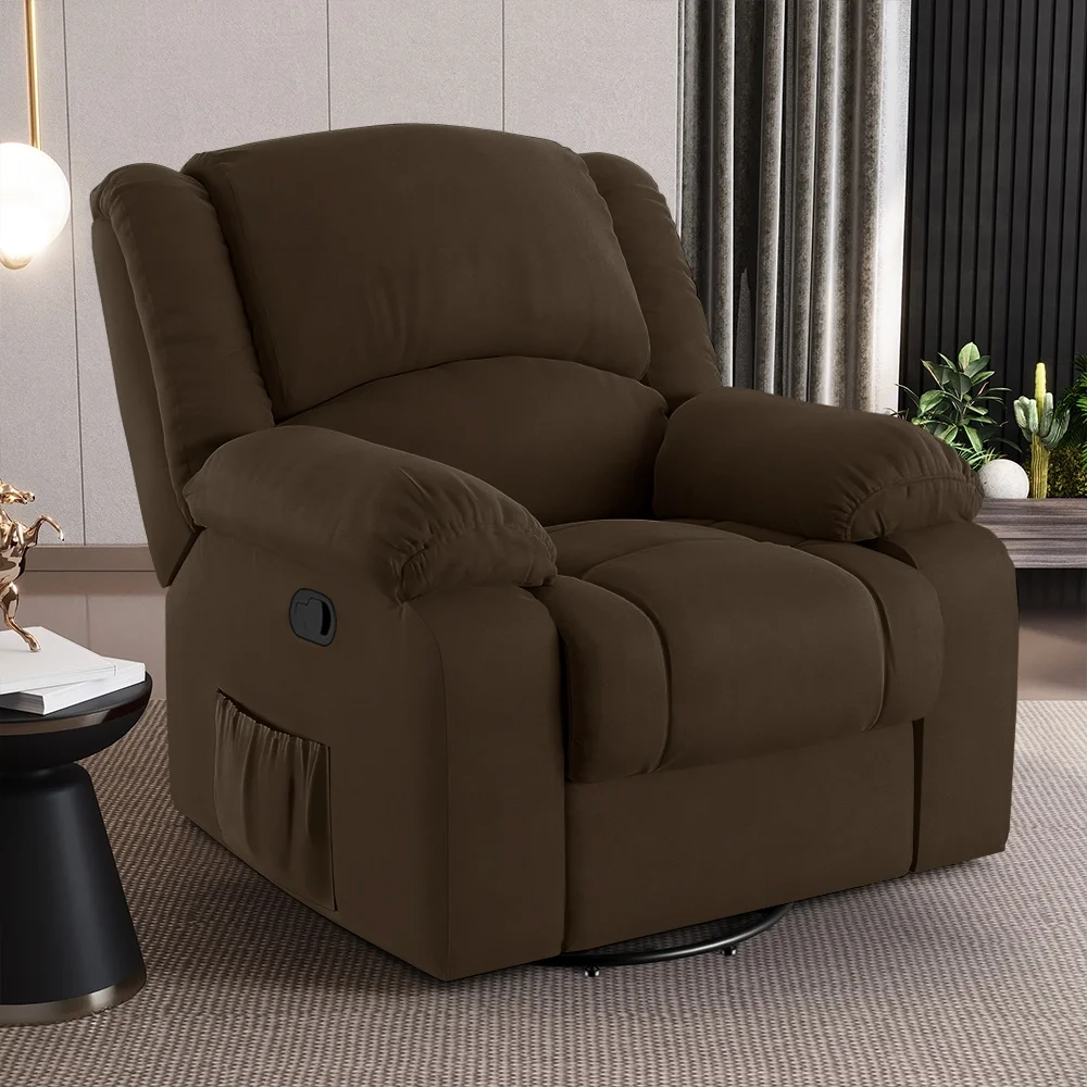 Poltrona do Papai Reclinável Pietra Glider Giratória Massagem FH9 Veludo Marrom - Mpozenato