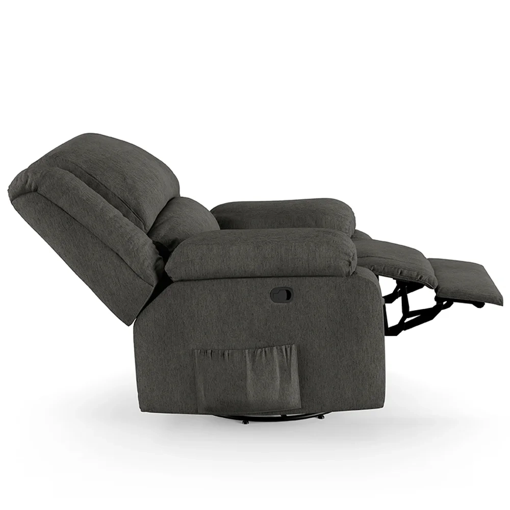 Poltrona do Papai Reclinável Pietra Glider Giratória Massagem FH9 Linho Grafite - Mpozenato