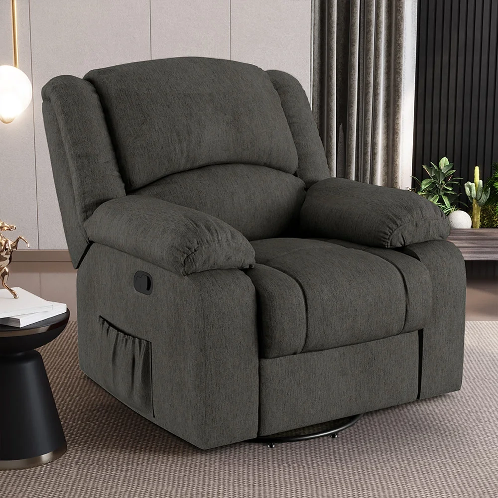 Poltrona do Papai Reclinável Pietra Glider Giratória Massagem FH9 Linho Grafite - Mpozenato