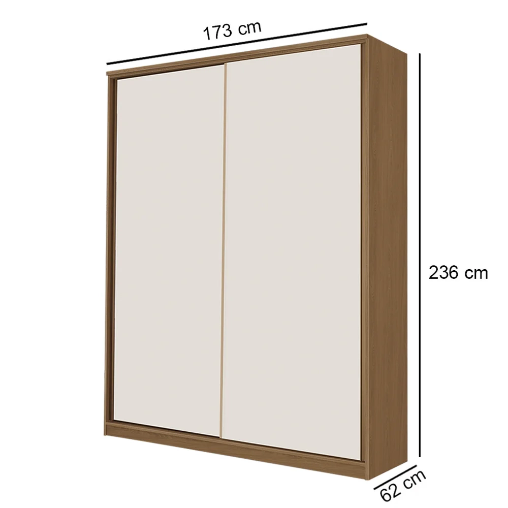 Guarda Roupa Solteiro 2 Portas Spazio F08 Freijó/Off White - Mpozenato