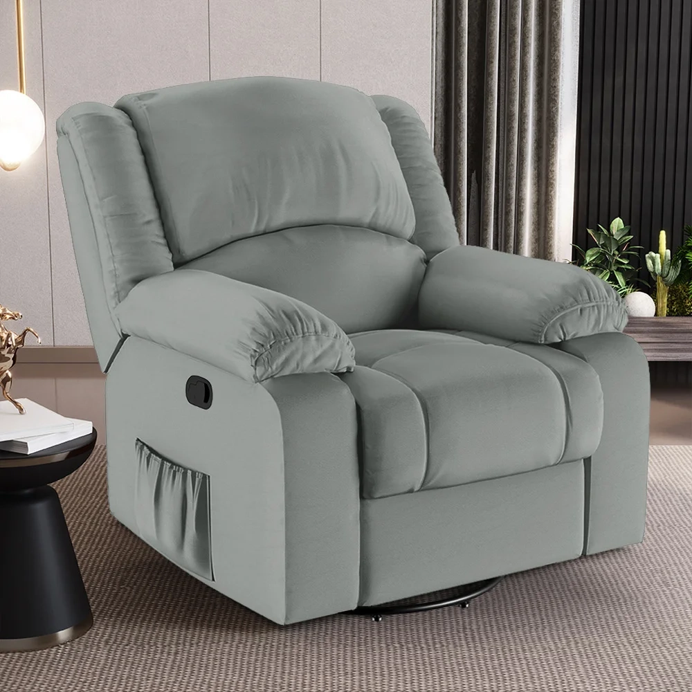 Poltrona do Papai Reclinável Pietra Glider Giratória Massagem FH9 PU Cinza - Mpozenato