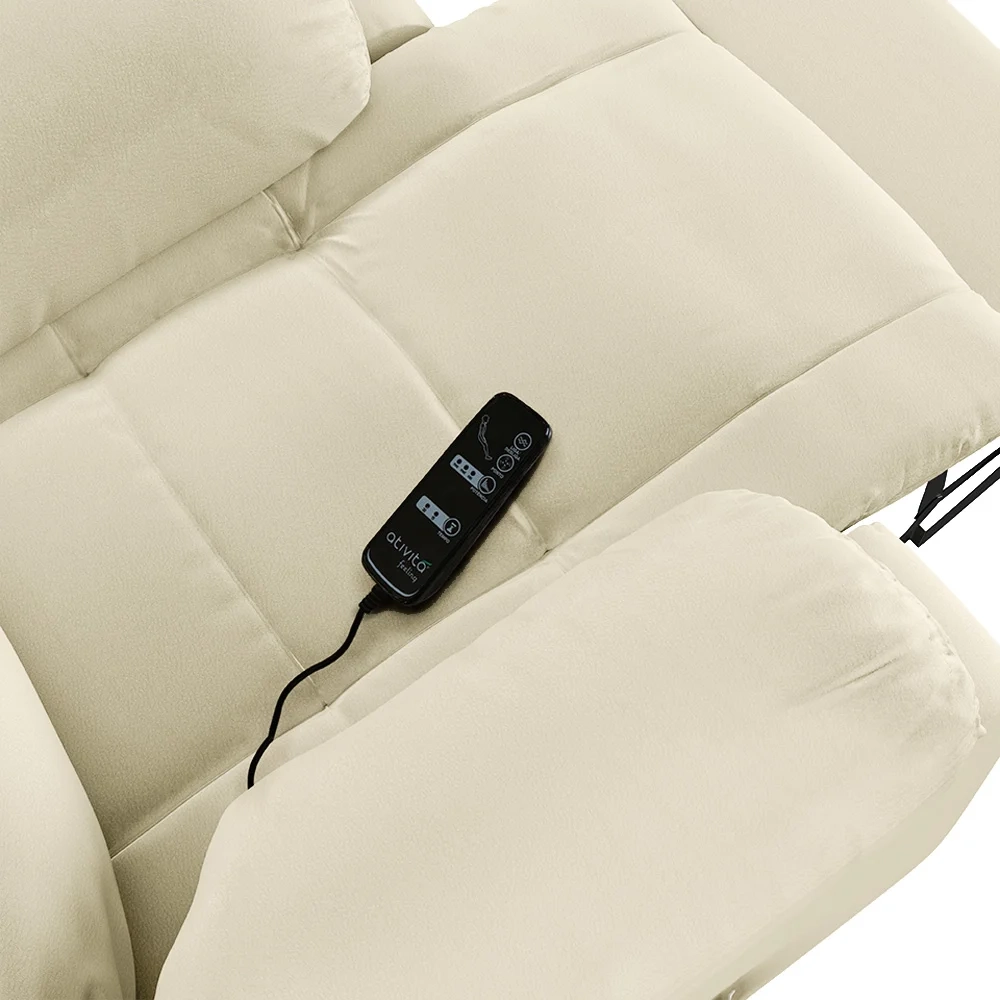 Poltrona do Papai Reclinável Pietra Glider Giratória Massagem FH9 PU Bege - Mpozenato