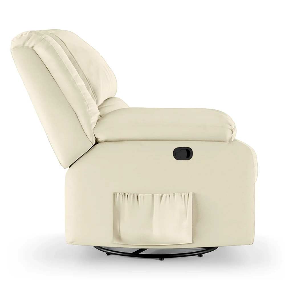 Poltrona do Papai Reclinável Pietra Glider Giratória Massagem FH9 PU Bege - Mpozenato