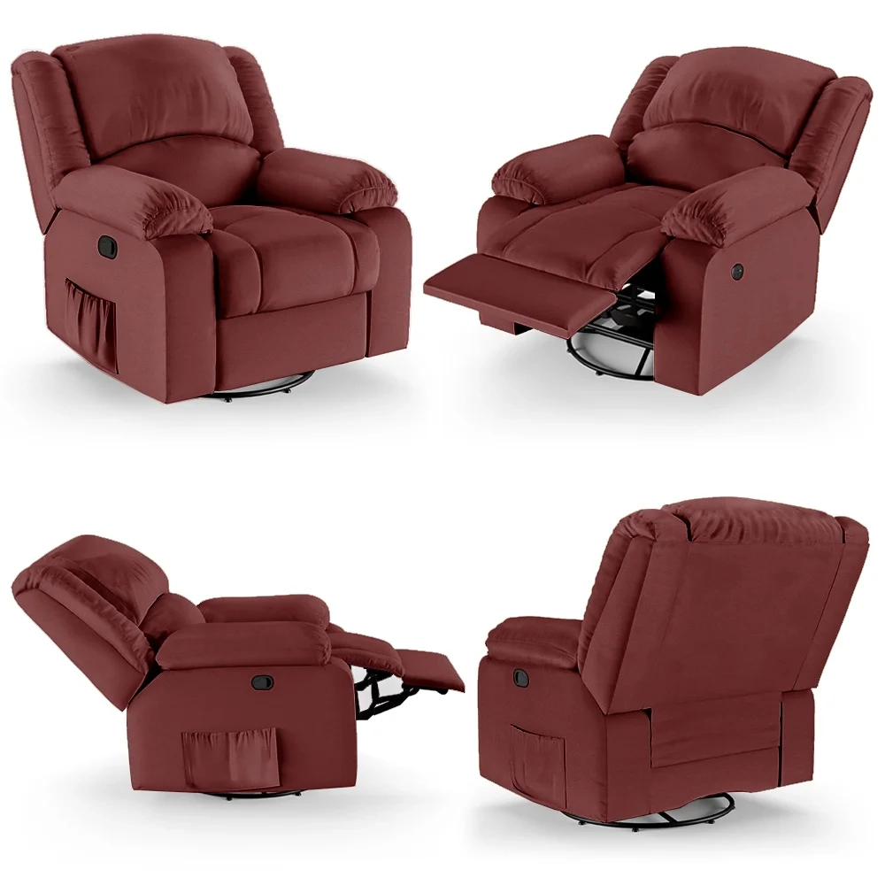 Poltrona do Papai Reclinável Pietra Glider Giratória Massagem FH9 PU Vermelho - Mpozenato
