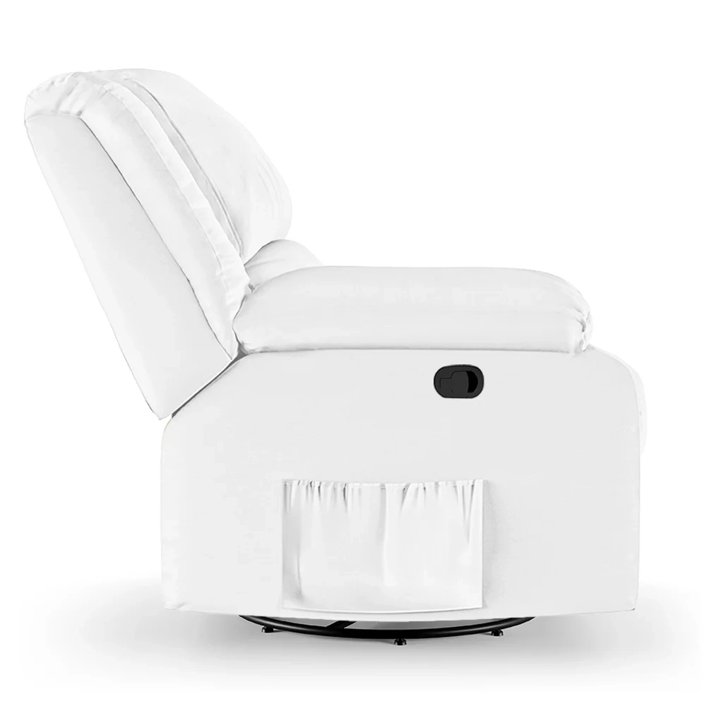 Poltrona do Papai Reclinável Pietra Glider Giratória Massagem FH9 PU Branco - Mpozenato