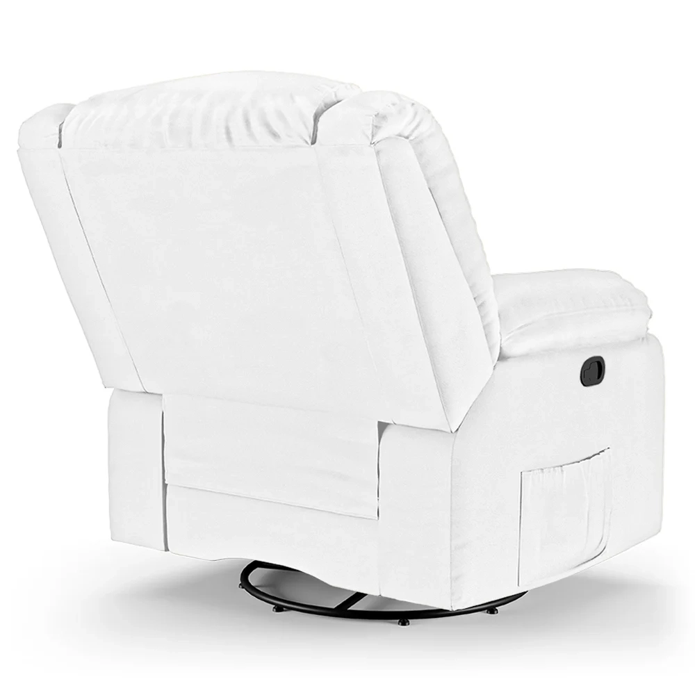 Poltrona do Papai Reclinável Pietra Glider Giratória Massagem FH9 PU Branco - Mpozenato