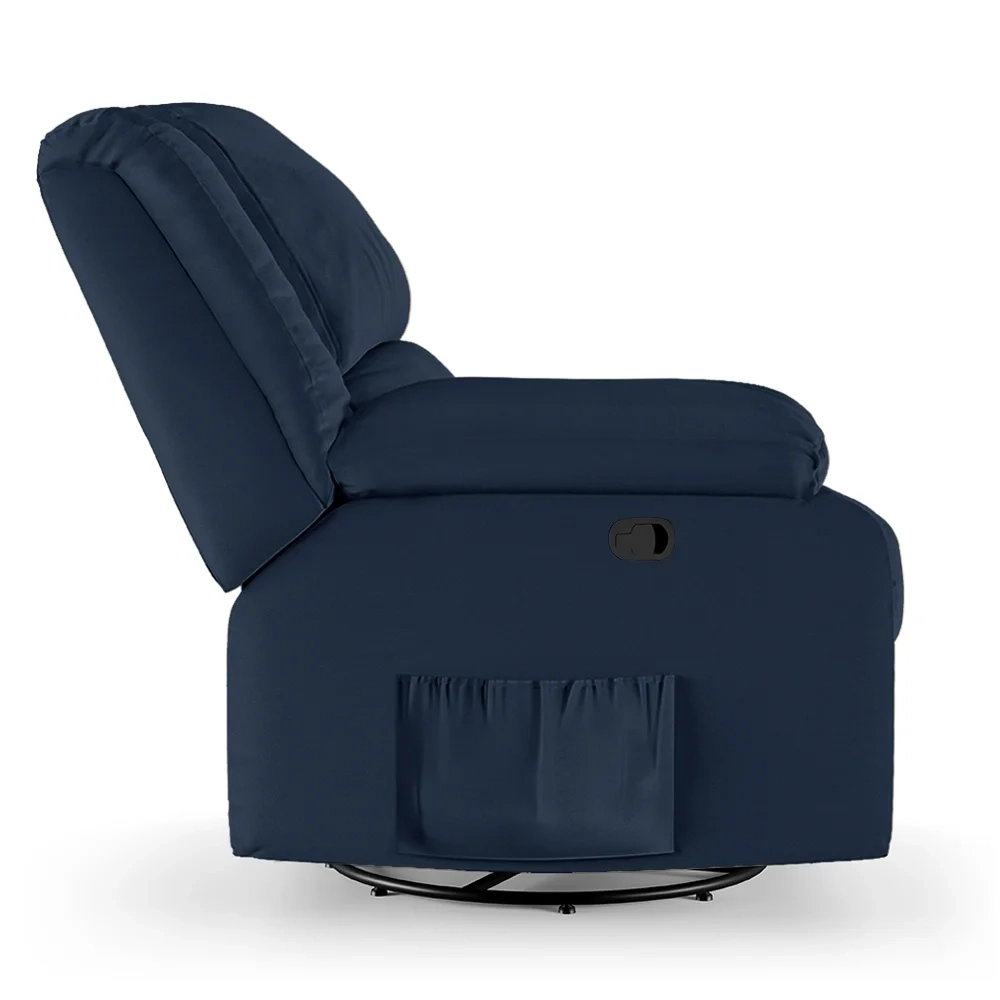 Poltrona do Papai Reclinável Pietra Glider Giratória Massagem FH9 PU Azul - Mpozenato