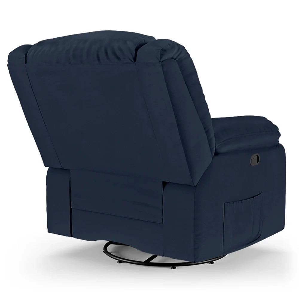 Poltrona do Papai Reclinável Pietra Glider Giratória Massagem FH9 PU Azul - Mpozenato