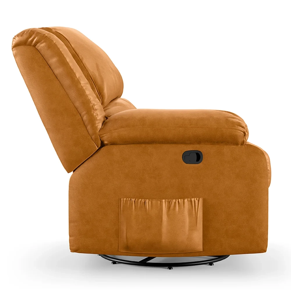 Poltrona do Papai Reclinável Pietra Glider Giratória Massagem FH9 PU Whisky - Mpozenato