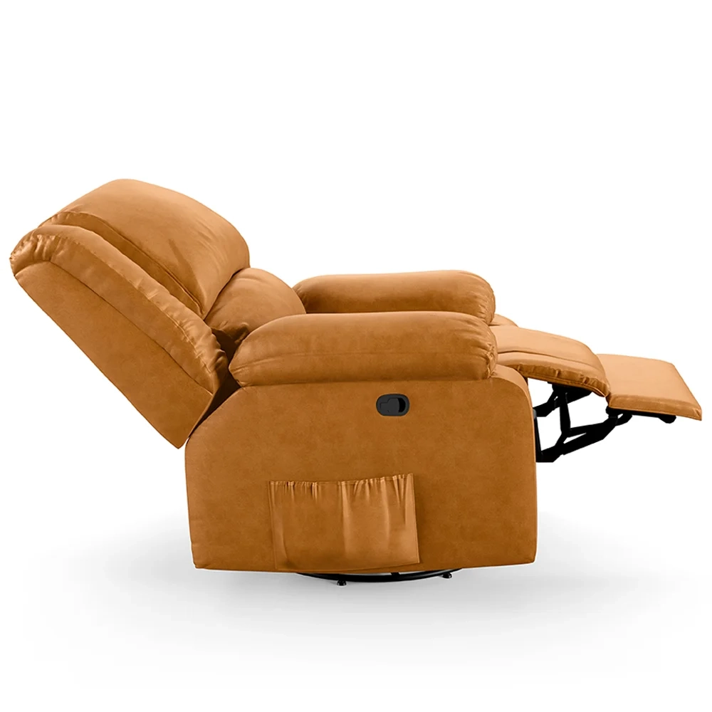 Poltrona do Papai Reclinável Pietra Glider Giratória Massagem FH9 PU Whisky - Mpozenato