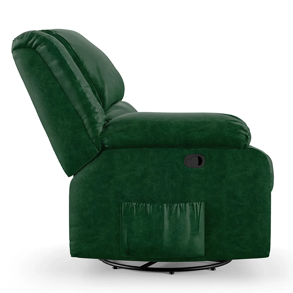 Poltrona do Papai Reclinável Pietra Glider Giratória Massagem FH9 PU Verde Musgo - Mpozenato