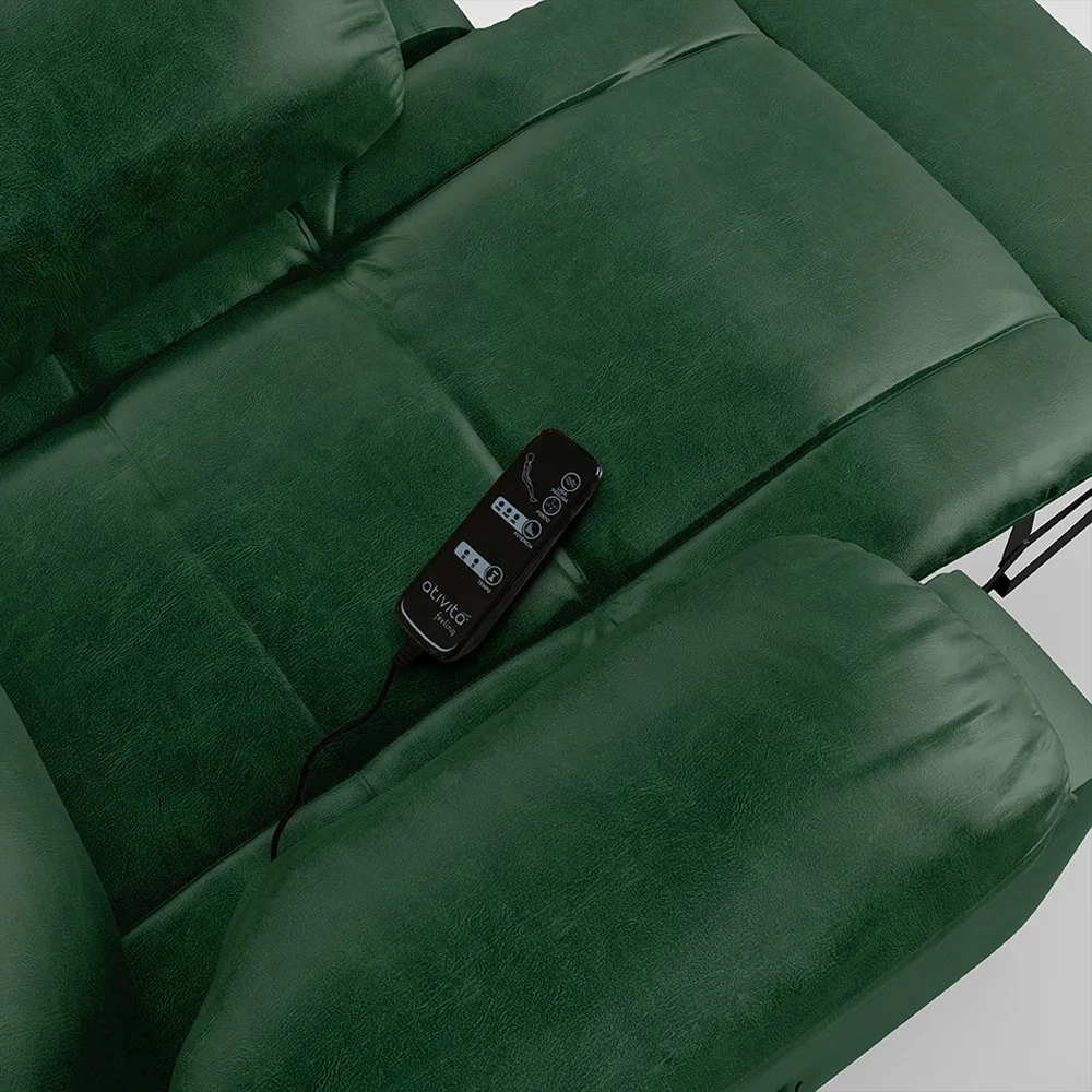 Poltrona do Papai Reclinável Pietra Glider Giratória Massagem FH9 PU Verde Musgo - Mpozenato
