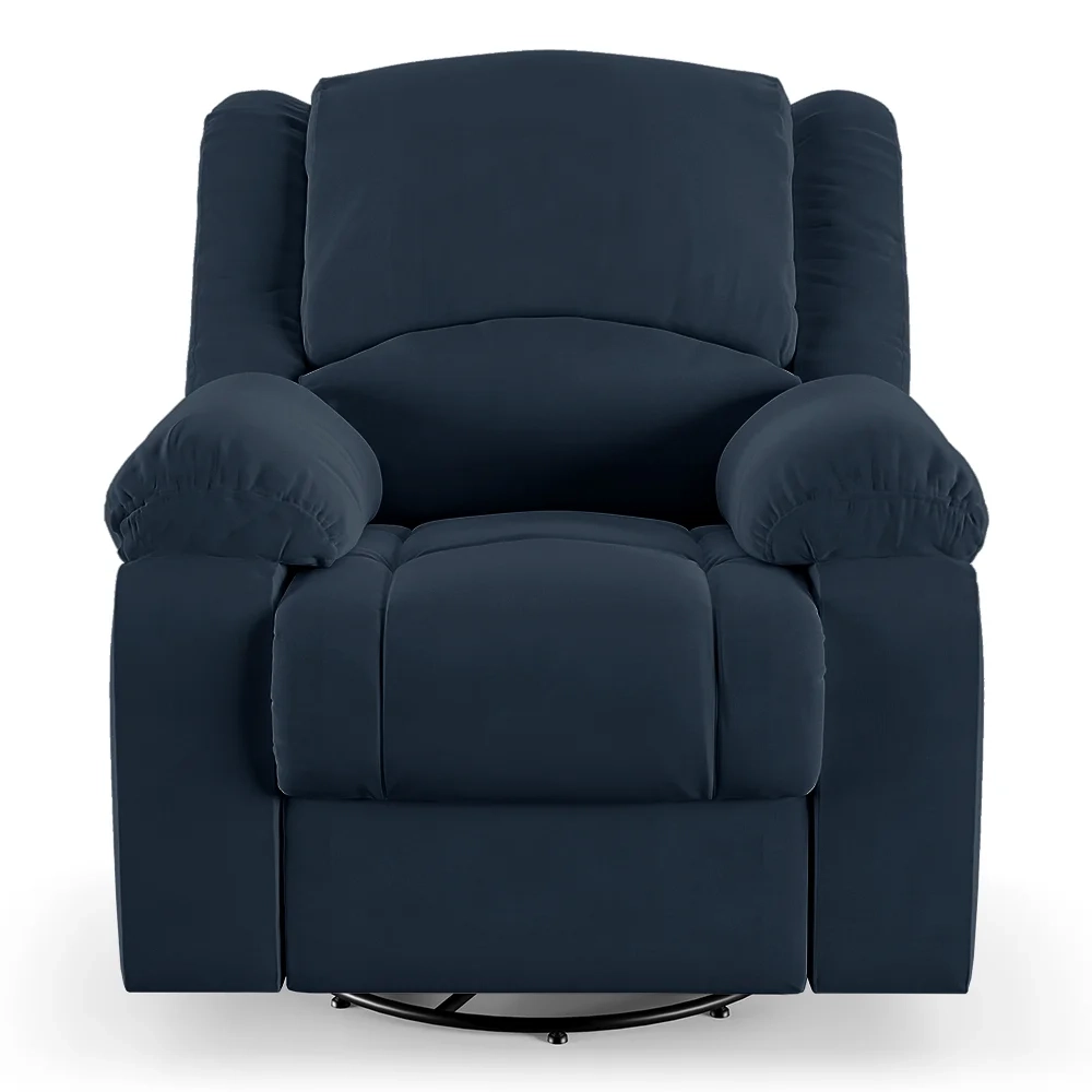 Poltrona do Papai Reclinável Pietra Glider Giratória Massagem FH9 Veludo Azul - Mpozenato