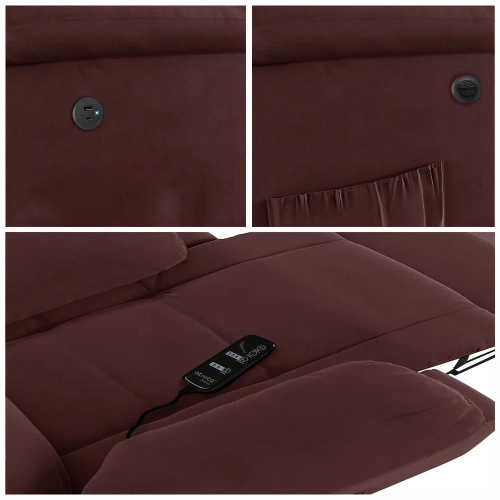 Poltrona do Papai Reclinável Pietra Power Elétrica Massagem FH9 Veludo Vinho - Mpozenato