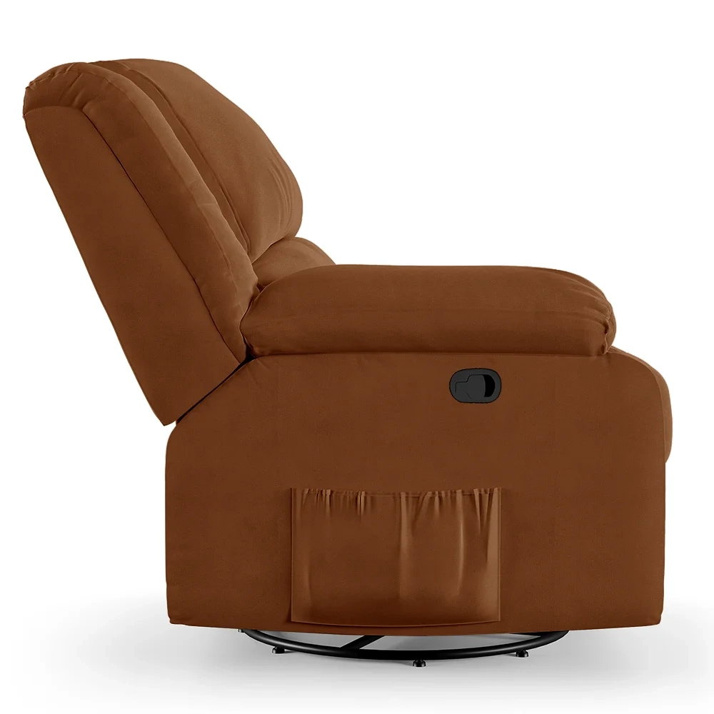 Poltrona do Papai Reclinável Pietra Glider Giratória Massagem FH9 Veludo Terracota - Mpozenato