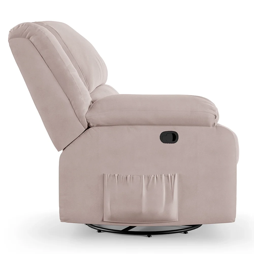 Poltrona do Papai Reclinável Pietra Glider Giratória Massagem FH9 Veludo Rosê - Mpozenato
