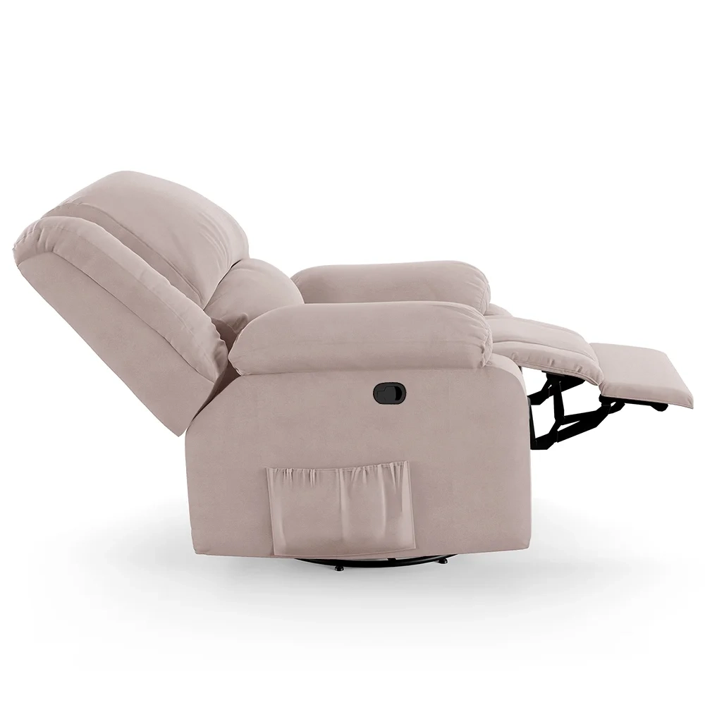 Poltrona do Papai Reclinável Pietra Glider Giratória Massagem FH9 Veludo Rosê - Mpozenato
