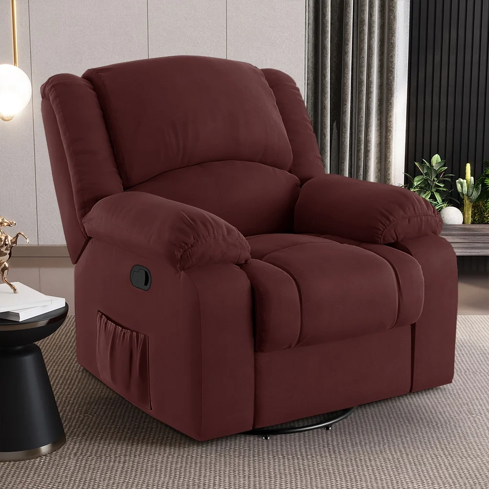 Poltrona do Papai Reclinável Pietra Glider Giratória Massagem FH9 Veludo Vinho - Mpozenato